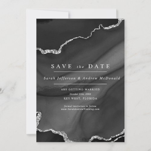 Black and Silver Save the Date Invitation