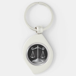 Black and Silver Scales of Justice   Law Keychain