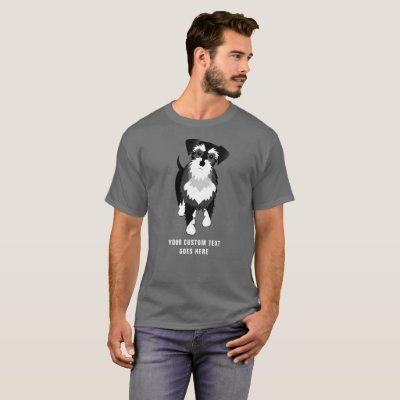 Black and Silver Schnauzer Custom Text T-Shirt