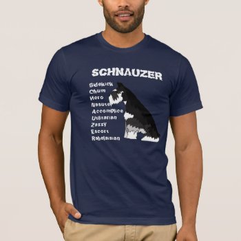 Black And Silver Schnauzer T-shirt by SocialSchnauzer at Zazzle