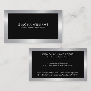Black and silver simple design business card
