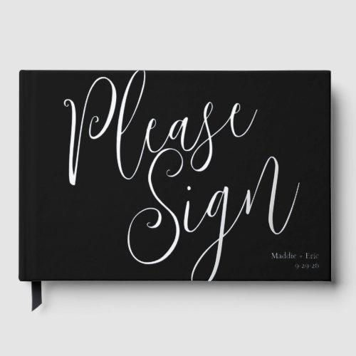 Black and Silver SImple Guest Book Signature