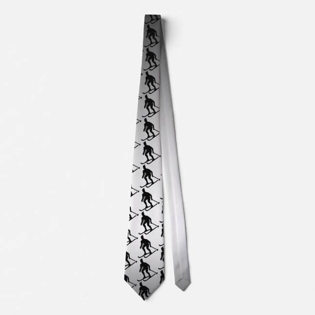 Black and Silver Skiing Pattern Sports Tie