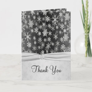 Black and Silver Snowflakes Thank You Card