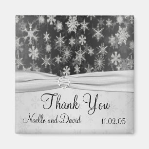 Black and Silver Snowflakes Thank You Magnet