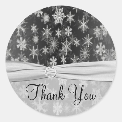 Black and Silver Snowflakes Thank You Sticker