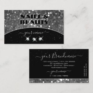 Black and Silver Sparkle Glitter Diamonds Stylish Business Card