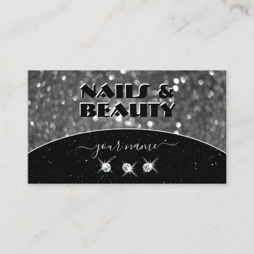 Black and Silver Sparkle Glitter Diamonds Stylish Business Card