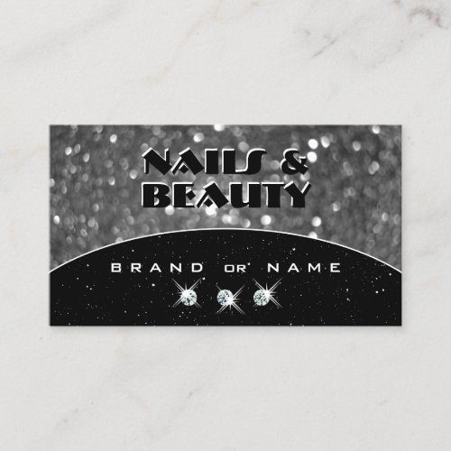 Black and Silver Sparkle Glitter Shimmery Diamonds Business Card
