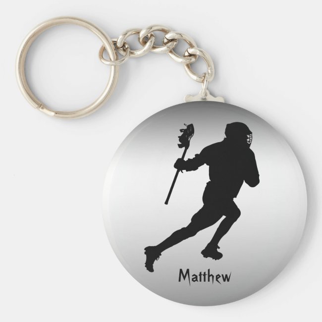 Black and Silver Sports Lacrosse Keychain