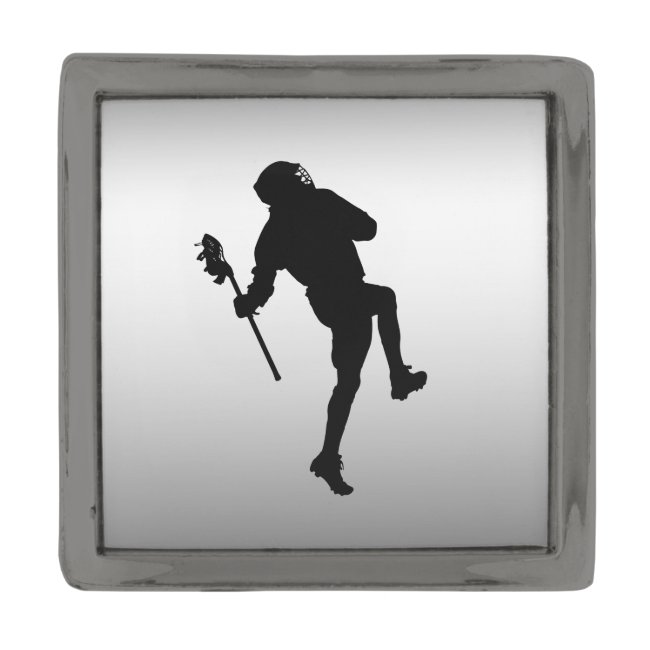 Black and Silver Sports Lacrosse Lapel Pin