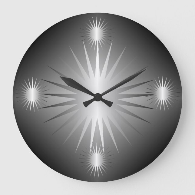Black and Silver Star Wall Clock (Front)