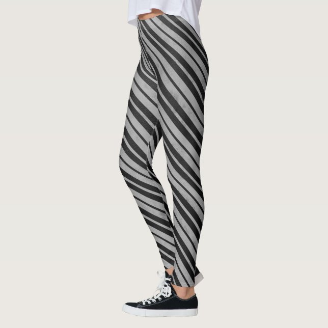 Black and silver stripe dress leggings (Left)
