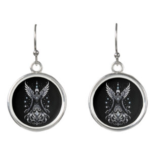Black And Silver Tattoo Angel Earrings