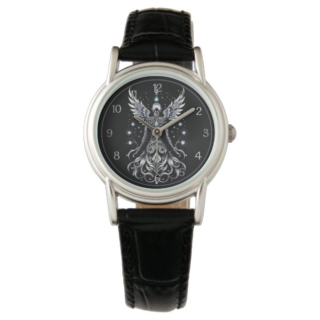 Black And Silver Tattoo Angel Watch (Front)