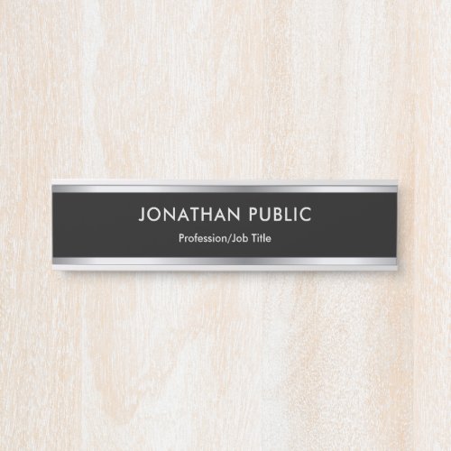 Black And Silver Template Professional Modern Door Sign