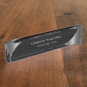 Black And Silver Tone Executive Desk Name Plate