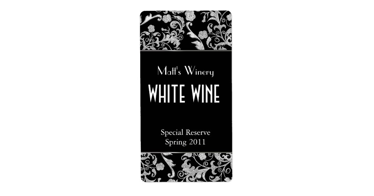 Black and Silver Tone Fleur Home Made Wine Labels Zazzle