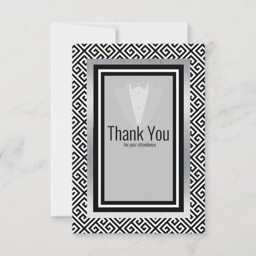 Black and silver tuxedo formal custom tuxedo thank you card