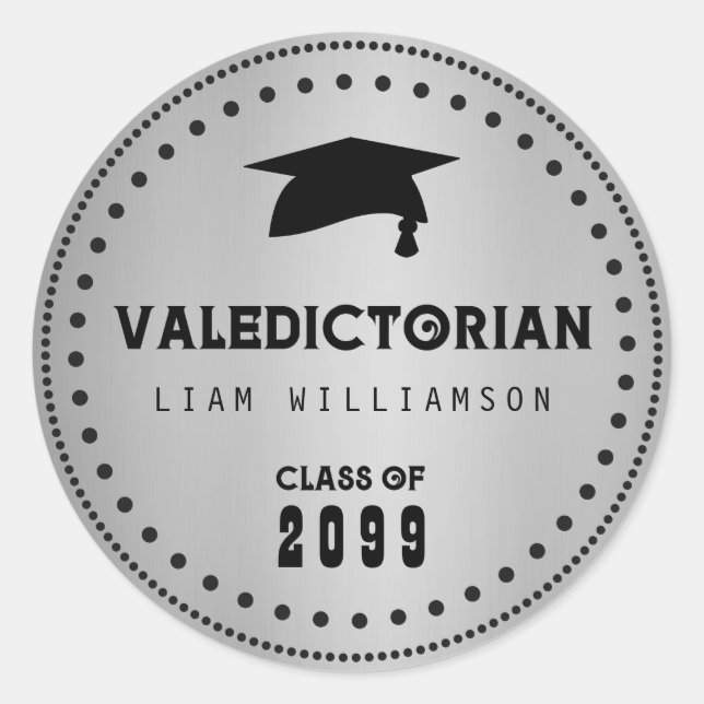 Black and Silver Valedictorian Envelope Seal (Front)