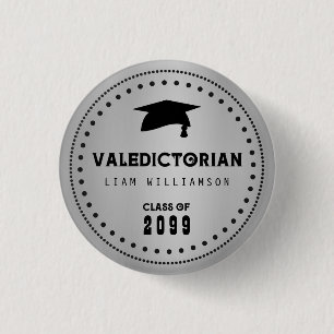 Black and Silver Valedictorian for a Guy Button