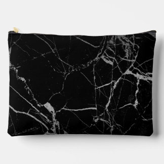 Black and Silver Vein Marble Accessory Pouch