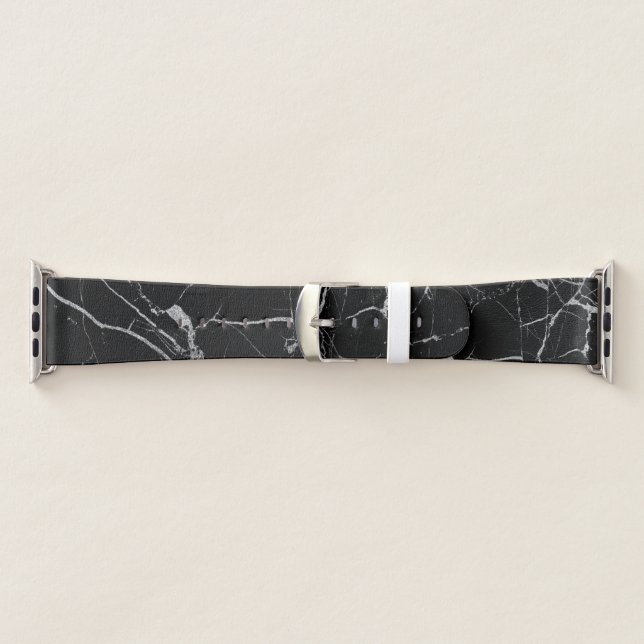 Black and Silver Vein Marble Apple Watch Band (Band)
