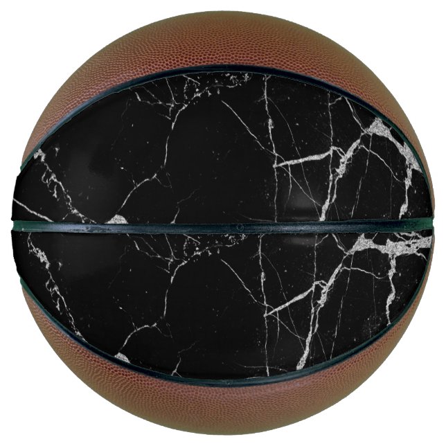 Black and Silver Vein Marble Basketball (Front)
