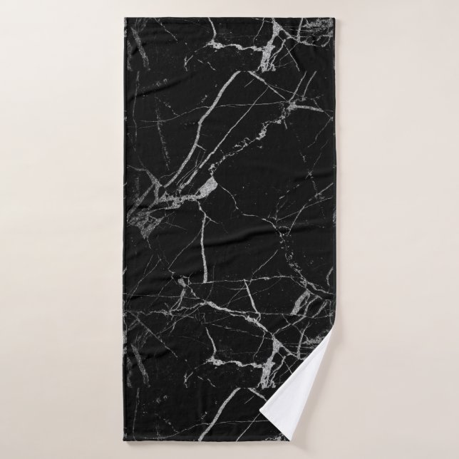 Black and Silver Vein Marble Bath Towel (Bath Towel)
