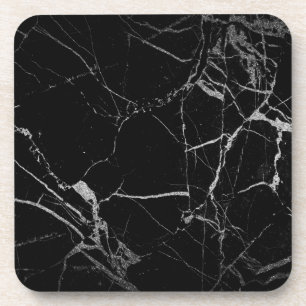 Black and Silver Vein Marble Beverage Coaster
