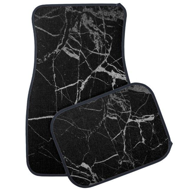 Black and Silver Vein Marble Car Floor Mat (Set)
