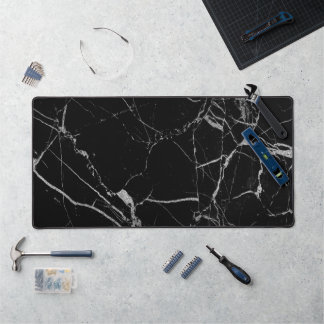 Black and Silver Vein Marble Desk Mat