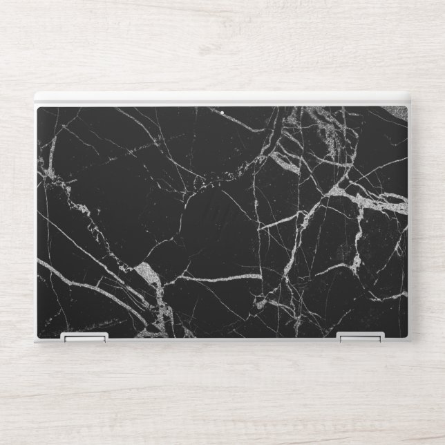Black and Silver Vein Marble HP Laptop Skin (Front)