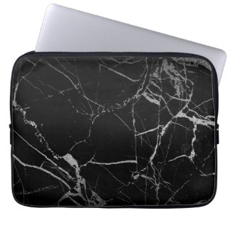 Black and Silver Vein Marble Laptop Sleeve