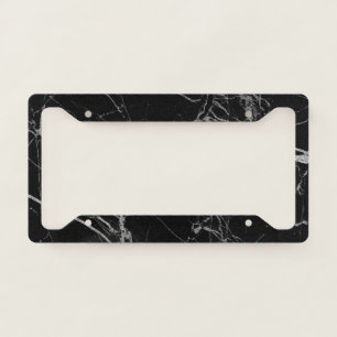 Black and Silver Vein Marble License Plate Frame