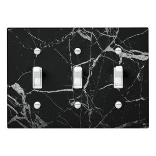 Black and Silver Vein Marble Light Switch Cover