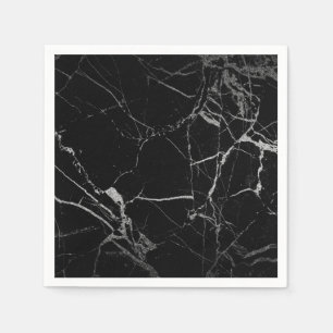 Black and Silver Vein Marble Napkins