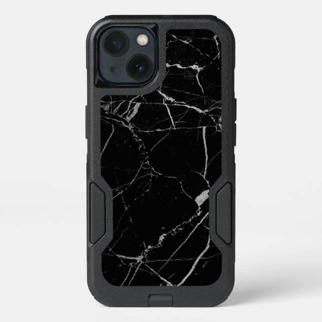 Black and Silver Vein Marble Otterbox iPhone Case (Back)