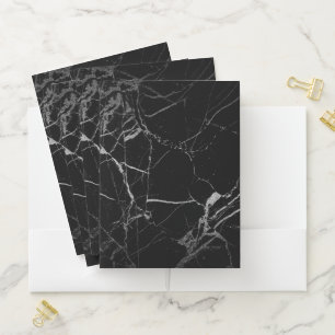 Black and Silver Vein Marble Pocket Folder