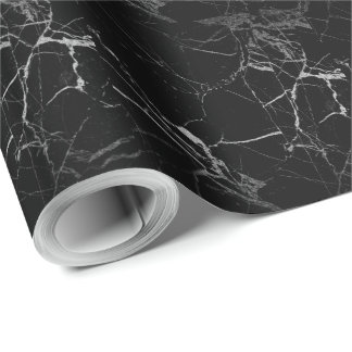 Black and Silver Vein Marble Wrapping Paper