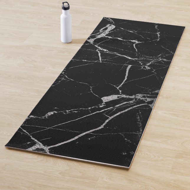 Black and Silver Vein Marble Yoga Mat (In Situ)