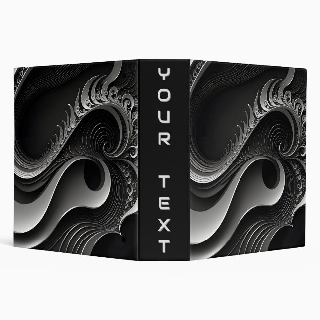 Black and Silver Waves 3 Ring Binder (Background)