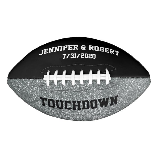 Black and Silver Wedding Custom Football (Front)