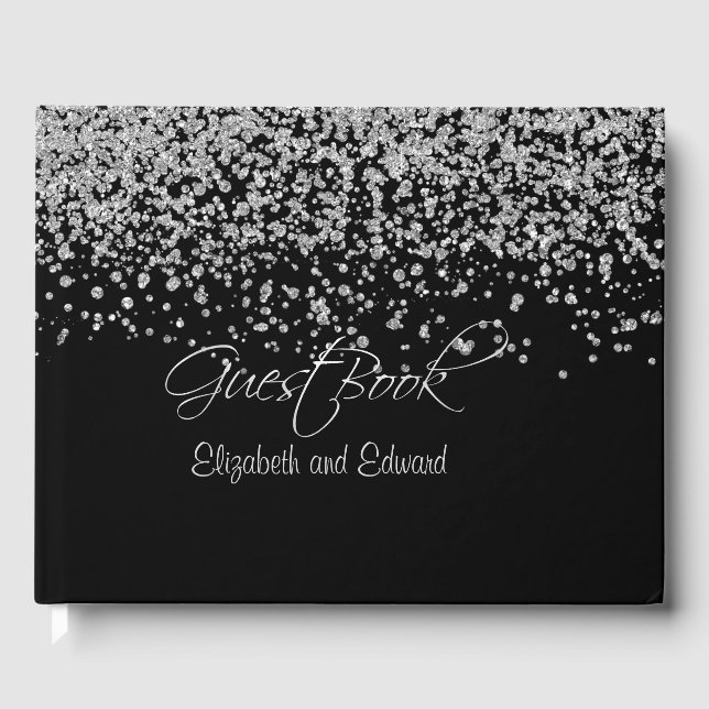 Black and Silver Wedding Guest Book (Front)