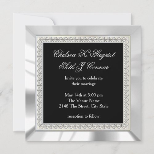 Black and Silver Wedding Invitation