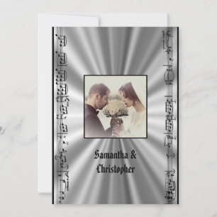 Black and silver wedding photo invitation