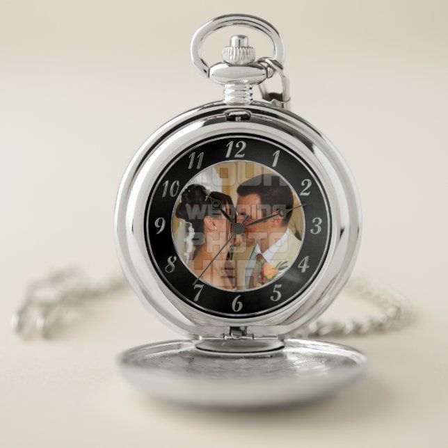 Black and Silver Wedding Photo Pocket Watch (Inside)
