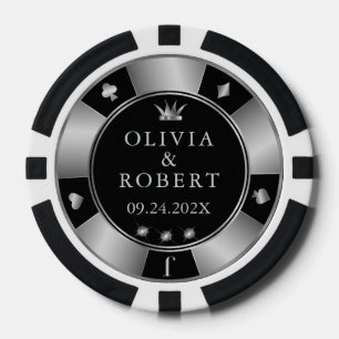 Black and silver wedding poker chips