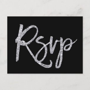 Black And Silver Wedding RSVP Postcards