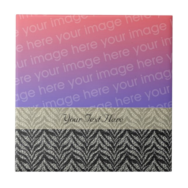 Black And Silver Zebra Stripes Your Photo Ceramic Tile (Front)
